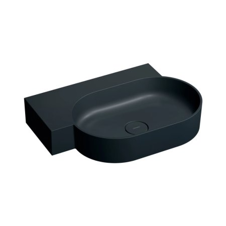 Omnires Ovo M+ Umywalka nablatowa lub wisząca 64,5x44,5 cm lewa black lava mat OVO645UWLBLV