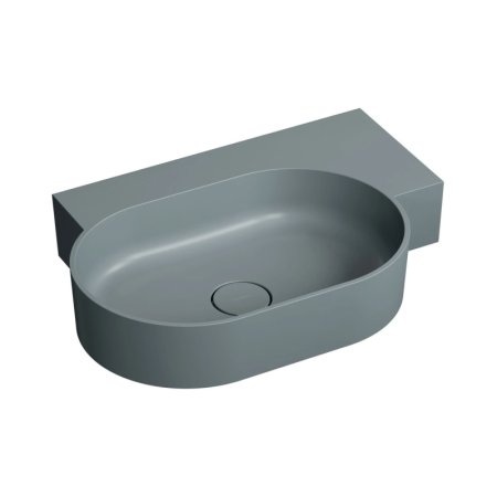 Omnires Ovo M+ Umywalka nablatowa lub wisząca 64,5x44,5 cm prawa ash grey mat OVO645UWPAG