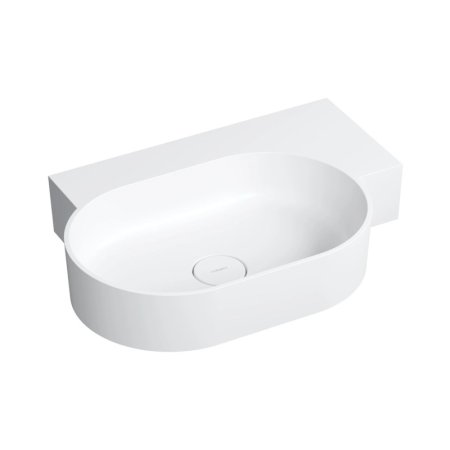 Omnires Ovo M+ Umywalka nablatowa lub wisząca 64,5x44,5 cm prawa biały mat OVO645UWPBM