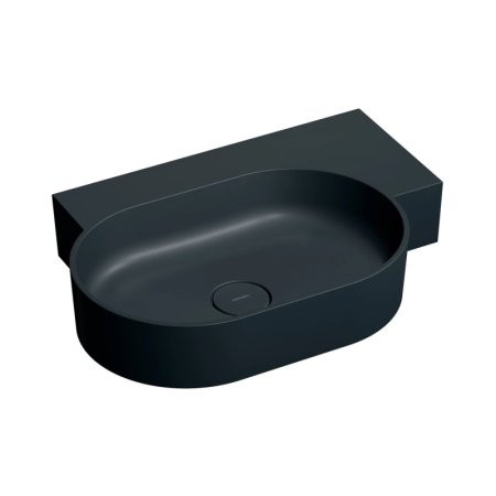 Omnires Ovo M+ Umywalka nablatowa lub wisząca 64,5x44,5 cm prawa black lava mat OVO645UWPBLV