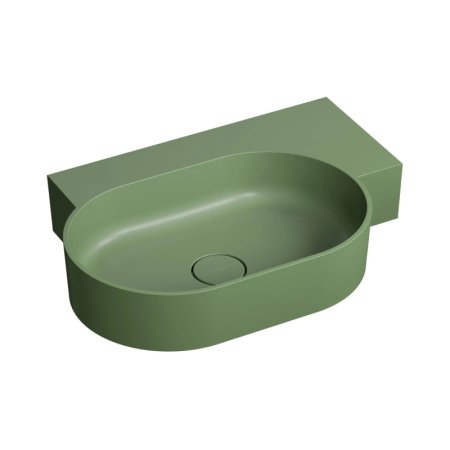 Omnires Ovo M+ Umywalka nablatowa lub wisząca 64,5x44,5 cm prawa olive mat OVO645UWPOL