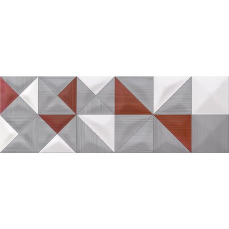 Opoczno Delicate Lines Multicolour Inserto Geo Listwa dekoracyjna 25x75x1,05 cm, bordowa, szara, biała błyszcząca OD432-005
