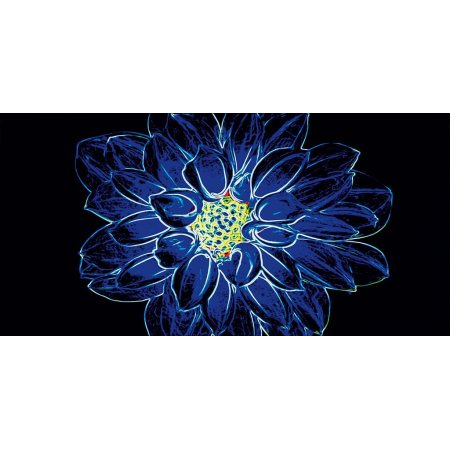 Opoczno Fluorescent Flower Blue Inserto Listwa dekoracyjna szklana 29,7x60x0,9 cm, czarna, niebieska błyszcząca OD386-004