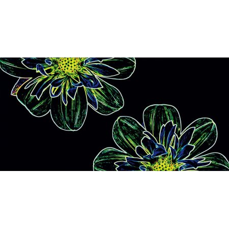 Opoczno Fluorescent Flower Green Inserto Listwa dekoracyjna szklana 29,7x60x0,9 cm, czarna, żółta błyszcząca OD386-003