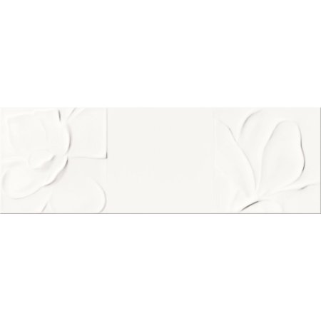 Opoczno Structure Pattern White Flower Structure Płytka ścienna 25x75x1,05 cm, biała błyszcząca OP365-004-1