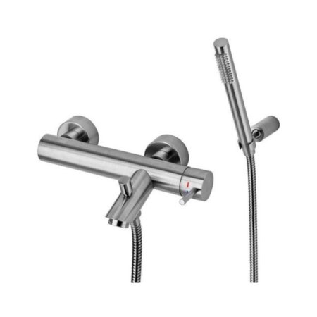 Paffoni Light Bateria wannowa natynkowa stal szczotkowana LIG023ST