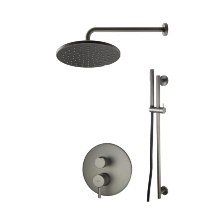 Paffoni Light Zestaw prysznicowy podtynkowy z deszczownicą grafitowy LIG018ZN5A.MG