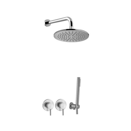 Paffoni Light Zestaw prysznicowy podtynkowy z deszczownicą 30 cm stal szczotkowana LIG010ST70ZSC3C