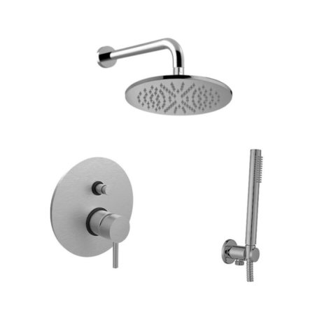 Paffoni Light Zestaw prysznicowy podtynkowy z deszczownicą 30 cm stal szczotkowana LIG015ZSC2CST