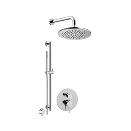 Paffoni Light Zestaw prysznicowy podtynkowy z deszczownicą 22,5 cm stal szczotkowana LIG018ZN5AST