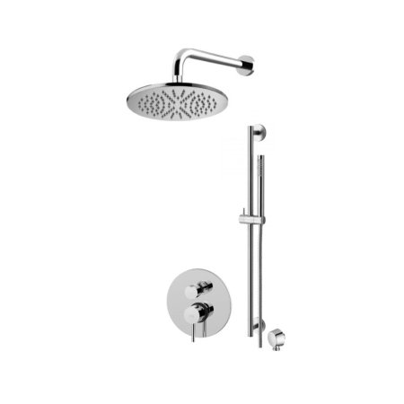 Paffoni Light Zestaw prysznicowy podtynkowy z deszczownicą 30 cm stal szczotkowana LIG018ZN5CST