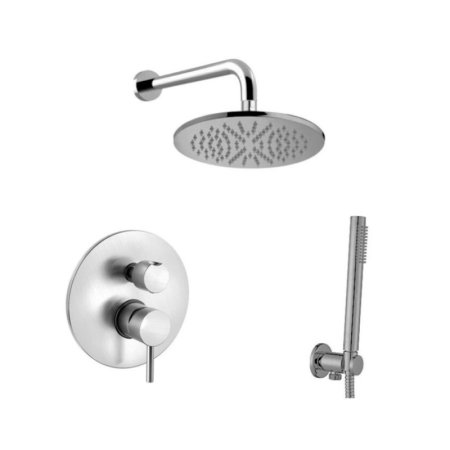 Paffoni Light Zestaw prysznicowy podtynkowy z deszczownicą 22,5 cm stal szczotkowana LIG018ZSC2AST