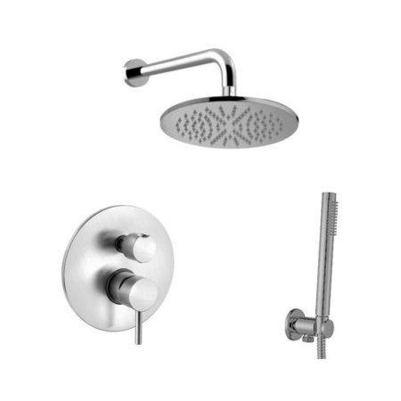 Paffoni Light Zestaw prysznicowy podtynkowy z deszczownicą 30 cm stal szczotkowana LIG018ZSC2CST