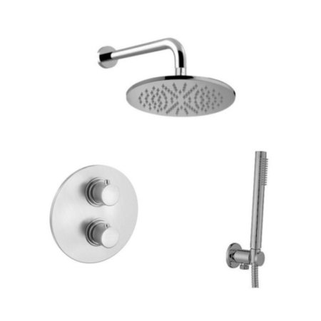 Paffoni Light Zestaw prysznicowy termostatyczny podtynkowy z deszczownicą 30 cm stal szczotkowana LIQ018ZSC2CST
