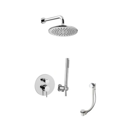 Paffoni Light Zestaw wannowo-prysznicowy podtynkowy z deszczownicą 30 cm stal szczotkowana LIG019ZWSCSU3AST