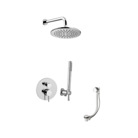 Paffoni Light Zestaw wannowo-prysznicowy podtynkowy z deszczownicą 30 cm stal szczotkowana LIG019ZWSCSU3CST