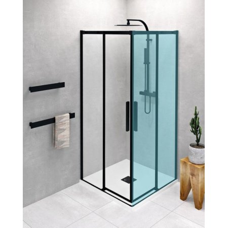Polysan Altis Line Black Drzwi prysznicowe przesuwne 200x100 cm profile czarny mat szkło czyste AL1512B