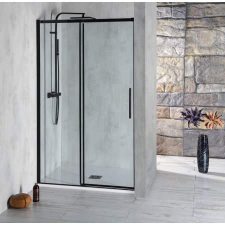 Polysan Altis Line Black Drzwi prysznicowe przesuwne 200x110 cm profile czarny mat szkło czyste AL3912B