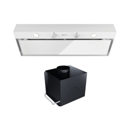 Globalo Design Fluxime 90.1 Okap do zabudowy 90x30 cm biały + Turbina TW 1.2 FLUXIME_90_1_WHITE_+_TW_1_2