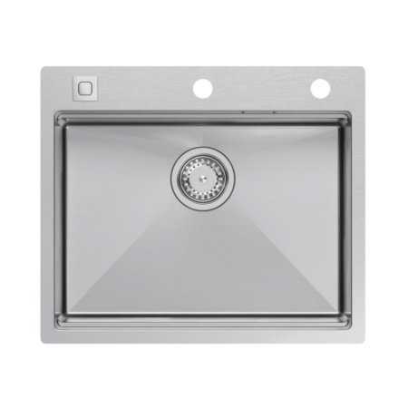 Quadron Burt 100 WorkStation SteelQ Zlewozmywak jednokomorowy 58x48,5 cm + syfon + dozownik + wkładka ociekowa + Qmata deska + deska drewniana + nakładka stal szlachetna/elementy stal szczotkowana MF5850BS