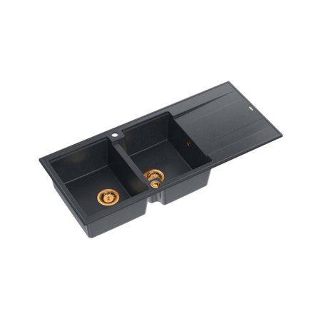 Quadron Evan 121 Zlewozmywak granitowy dwukomorowy 116x50 cm grafitowy/miedziany HQE11650U8_PVDC1_P2O