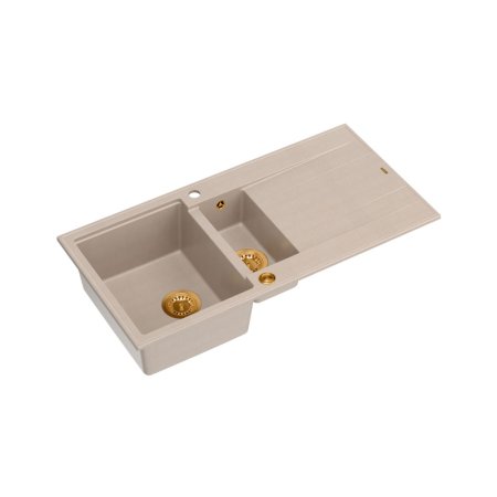 Quadron Evan 156 Zlewozmywak granitowy półtorakomorowy 100x50 cm beżowy pearl beige/miedziany PVD HQE510050U2_PVDC1_P2O