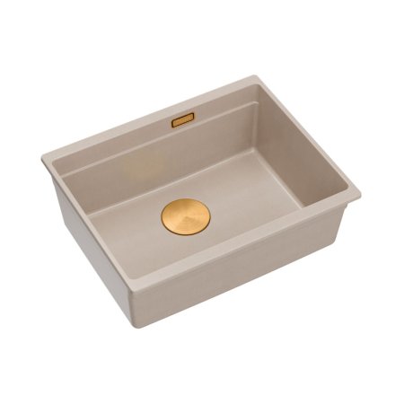 Quadron Logan 100 Zlewozmywak granitowy jednokomorowy 56x45 cm beżowy pearl beige/miedziany PVD HQJ6045U2_PVDC1_U