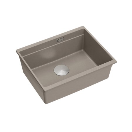 Quadron Logan 100 Zlewozmywak granitowy jednokomorowy 56x45 cm szarobeżowy/stal szczotkowana HQJ6045U4_BS_U