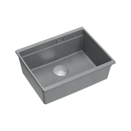 Quadron Logan 100 Zlewozmywak granitowy jednokomorowy 56x45 cm szary/stal szczotkowana HQJ6045U5_BS_U