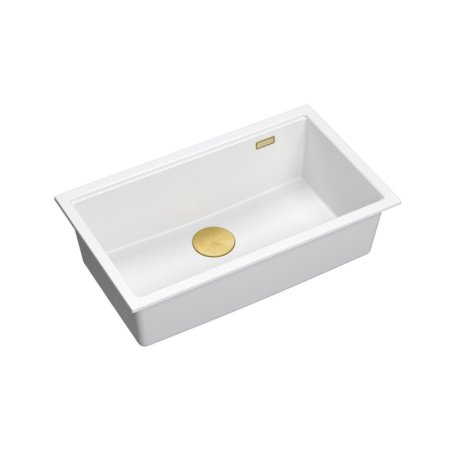 Quadron Logan 110 Zlewozmywak granitowy jednokomorowy 76x44 cm biały/złoty HQD7644U1_PVDG1_I