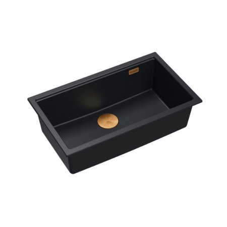 Quadron Logan 110 Zlewozmywak granitowy jednokomorowy 76x44 cm czarny mat/miedziany HQD7644U7_PVDC1_I