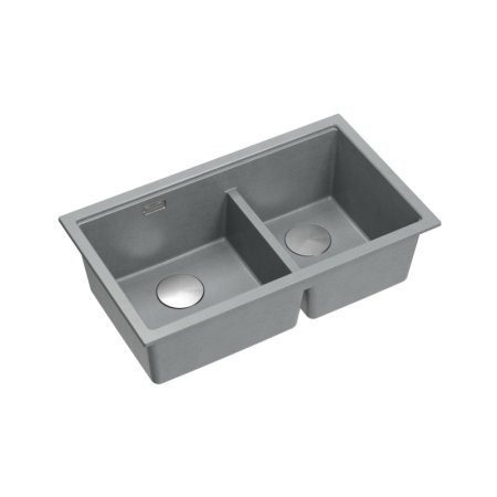 Quadron Logan 120 Zlewozmywak granitowy dwukomorowy podwieszany 76x45 cm szary silver stone/stalowy HQL7645U5_BS_U