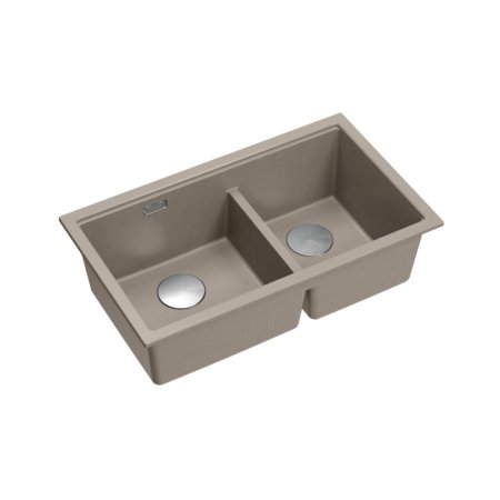 Quadron Logan 120 Zlewozmywak granitowy dwukomorowy podwieszany 76x45 cm szarobeżowy soft taupe/stalowy HQL7645U4_BS_U