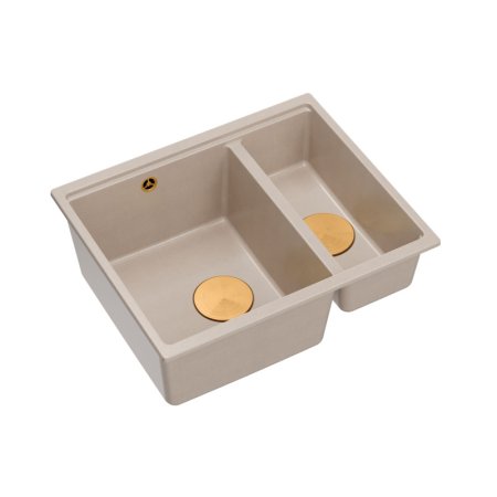 Quadron Logan 150 Zlewozmywak granitowy półtorakomorowy podwieszany 55,5x46 cm beżowy pearl beige/miedziany HCQL5646U2-C1_U