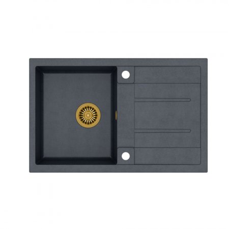 Quadron Morgan 111 Zlewozmywak granitowy jednokomorowy 78x50 cm czarny metalik/złoty HB8203U8-G1