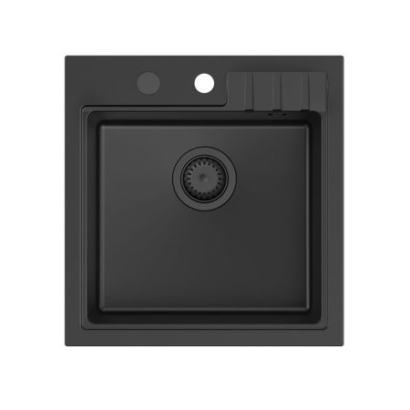 Quadron Peter 116 Zlewozmywak granitowy jednokomorowy 52x50 cm czarny/czarny HCQP5052BLM_PC