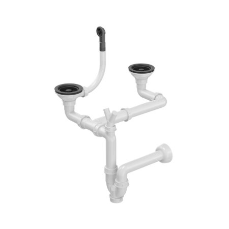 Quadron Syfon zlewozmywakowy dwukomorowy czarny mat M2SSG3