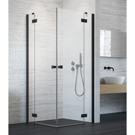 Radaway Essenza New Black KDD Drzwi prysznicowe uchylne 80x200 cm lewe profile czarne szkło przezroczyste 385061-54-01L