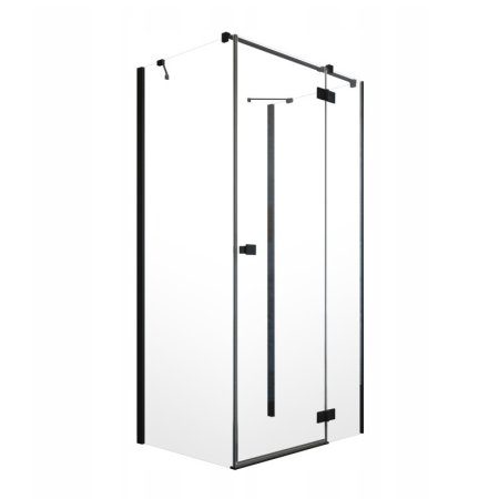 Radaway Essenza New Black KDJ+S Drzwi prysznicowe uchylne 80x200 cm lewe profile czarne szkło przezroczyste 385021-54-01L
