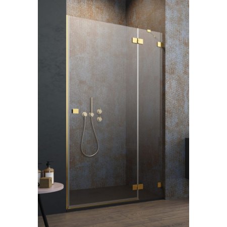 Radaway Essenza Pro Gold DWJ Drzwi uchylne wnękowe 90x200 cm lewe profile złote szkło przezroczyste 10099090-09-01L