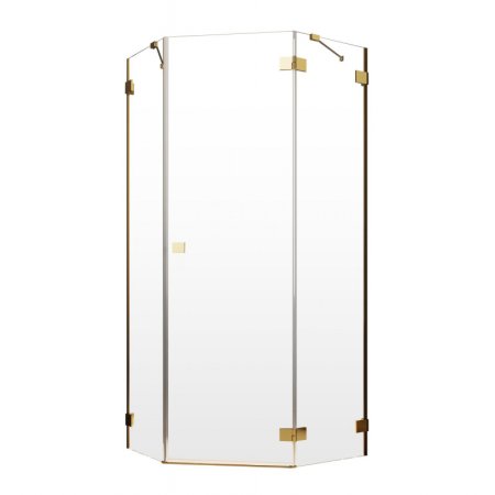 Radaway Essenza Pro Gold PTJ Kabina pięciokątna 80x80x200 cm lewa profile złote szkło przezroczyste 10100000-09-01L+10100100-01-01