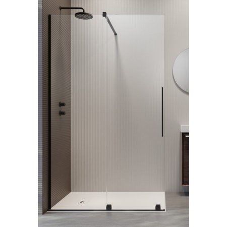 Radaway Furo Black Walk-in Drzwi prysznicowe przesuwne 63,8x200 cm lewe profile czarny mat szkło przezroczyste 10106638-54-01L