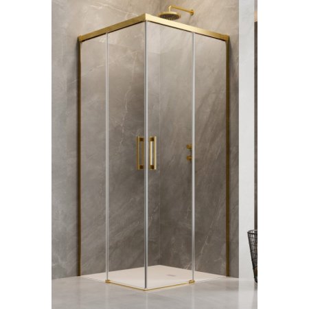 Radaway Idea Gold KDD Kabina prysznicowa kwadratowa 100x100x200,5 cm profile złote szkło przejrzyste 387062-09-01L+387062-09-01R