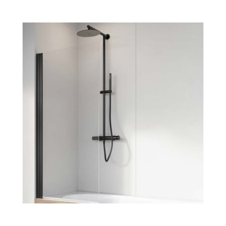 Radaway Nes 8 Black PNJ I Parawan wahadłowy jednoczęściowy 70x150 cm lewy profile czarne szkło przezroczyste 10061070-54-01L
