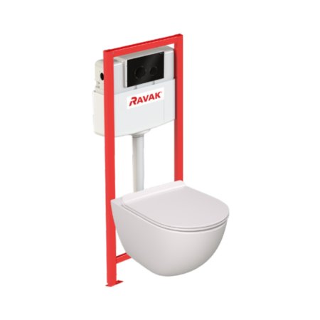 Ravak Basic Zestaw Stelaż WC + przycisk WC czarny mat GPX2240081