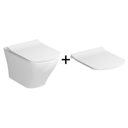 Ravak Classic Zestaw Toaleta WC podwieszana 51x36,5 cm RimOff bez kołnierza z deską wolnoopadającą Slim biały X01671+X01673