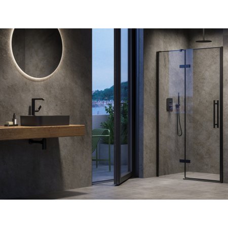 Ravak Cool! Drzwi prysznicowe uchylne 100x195 cm profile czarne szkło transparentne X0VVAC300Z1