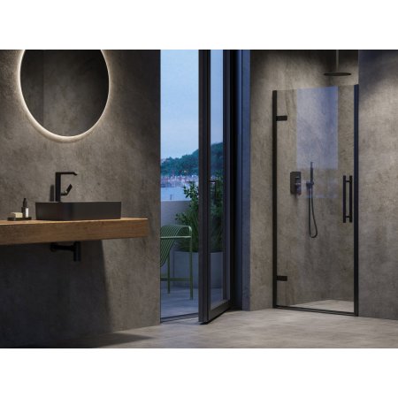 Ravak Cool! Drzwi prysznicowe uchylne 80x195 cm profile czarne szkło transparentne X0VV40300Z1