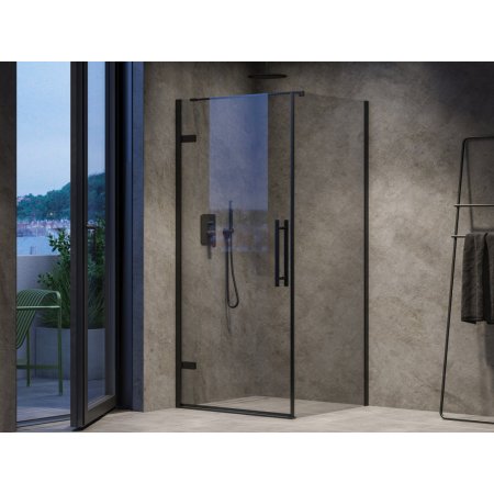 Ravak Cool! Kabina prysznicowa prostokątna 80x80x195 cm drzwi uchylne profile czarne szkło transparentne GPX2240145