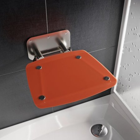 Ravak Ovo B II Siedzisko prysznicowe stal nierdzewna/pomarańczowe B8F0000053